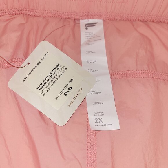 NWT Fabletics Pink Nylon Jogger Athletic Workout Pants Pockets Womens Size 2X - Picture 3 of 8